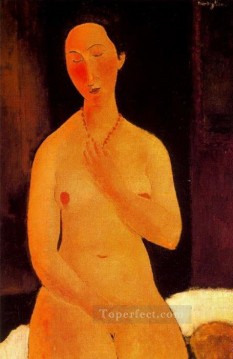 ネックレスを付けた裸婦座り 1917年 アメデオ・モディリアーニ Oil Paintings
